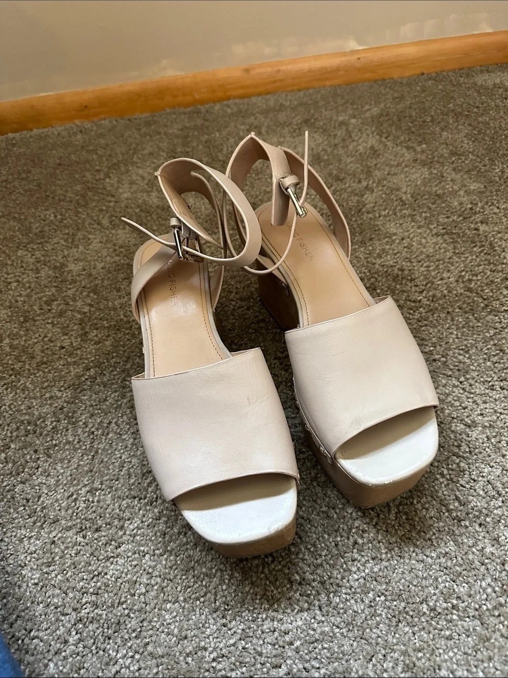 Marc Fisher Nude Ankle-Strap Platform Sandals